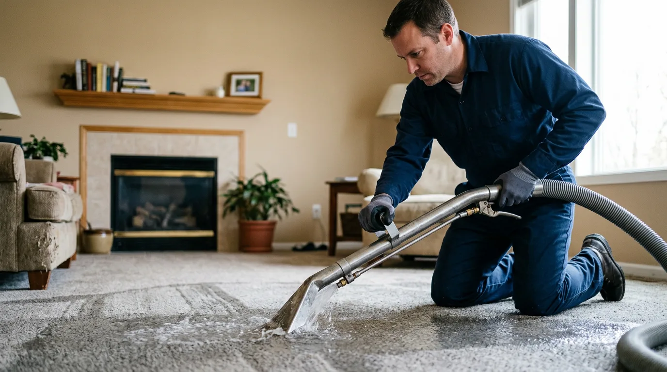 Water damage restoration technician working near Highland Park, IL